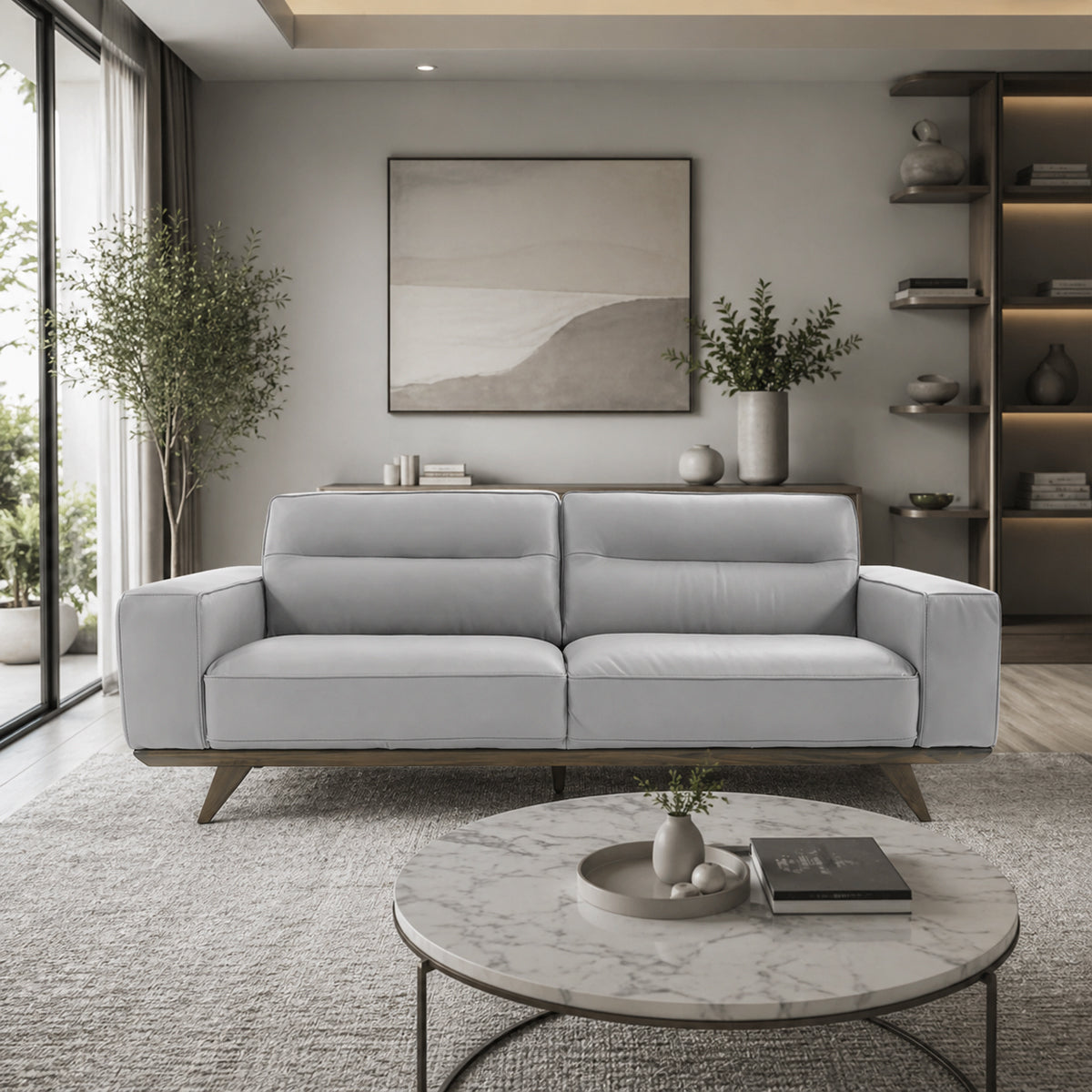 Sofá Adrenalina Natuzzi en piel gris
