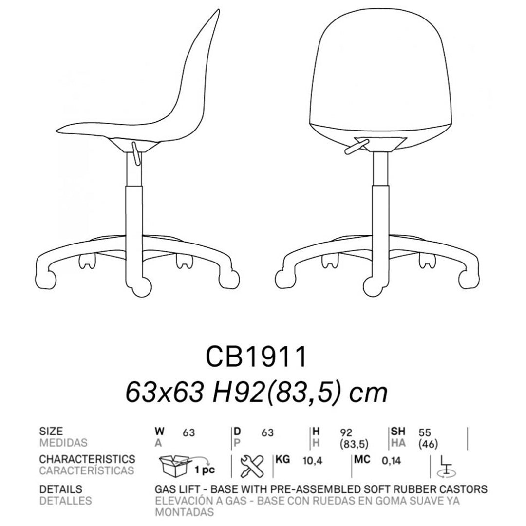 Silla Academy de tela con Ruedas para Oficina. Muebles Italianos