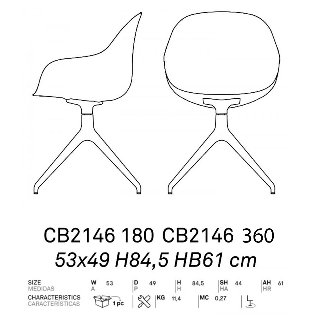 Silla giratoria Academy 180º sustentable con brazos. Muebles Italianos