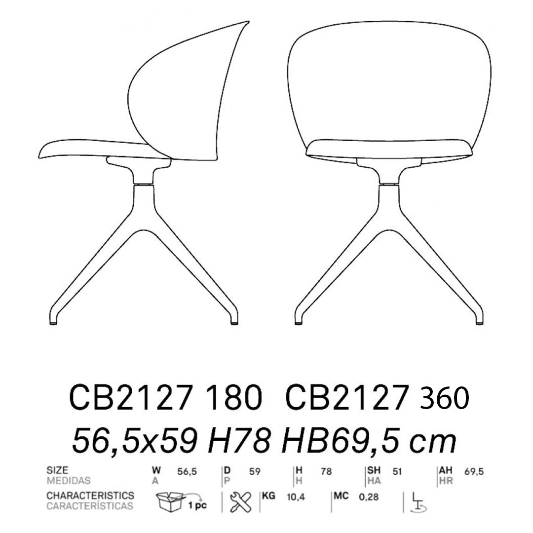 Silla Tuka giratoria de 360º. Muebles Italianos