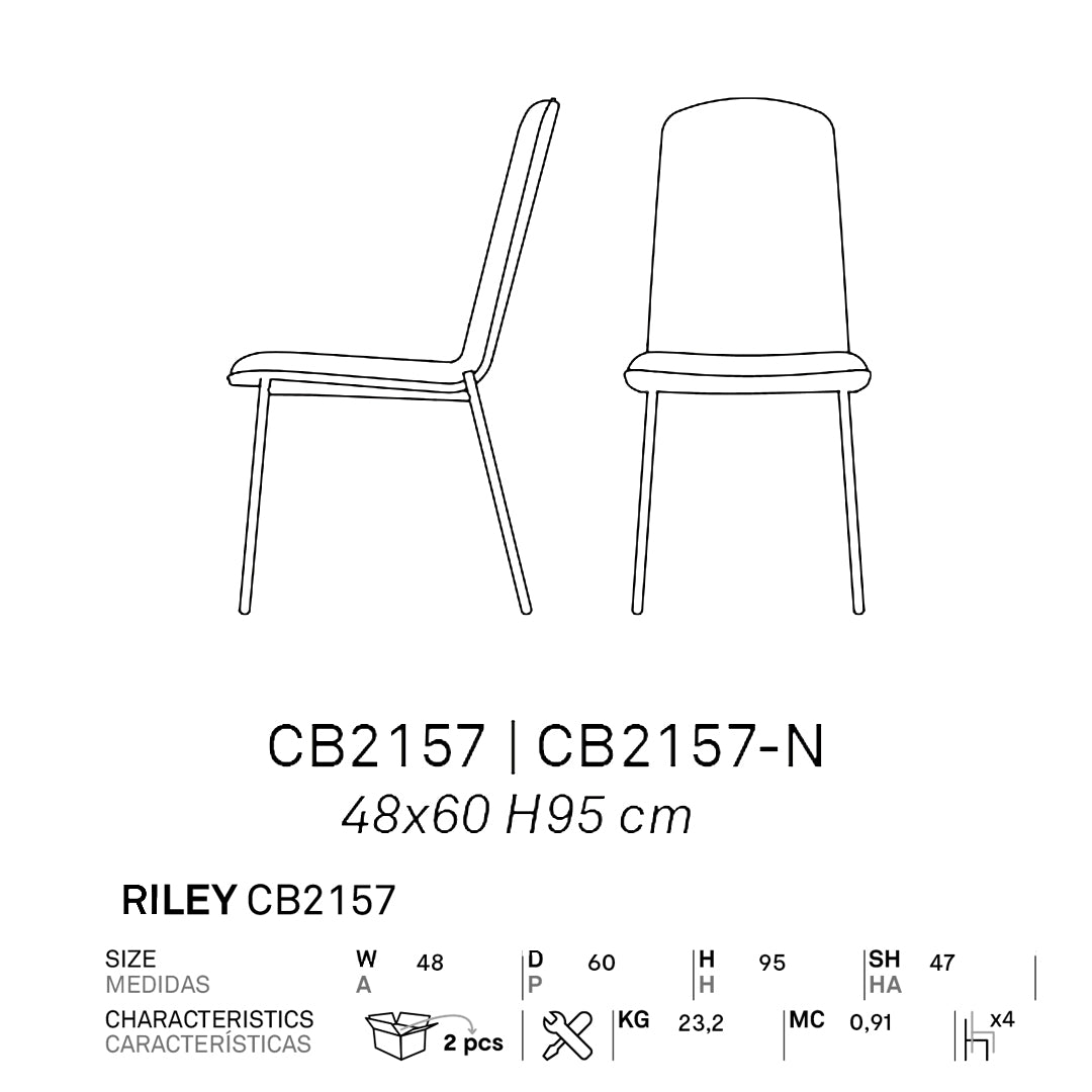Silla italiana para comedor Riley de metal. Muebles Italianos