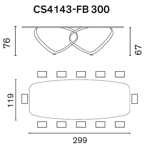 Mesa Fija Breeze Base Metal 300 cm