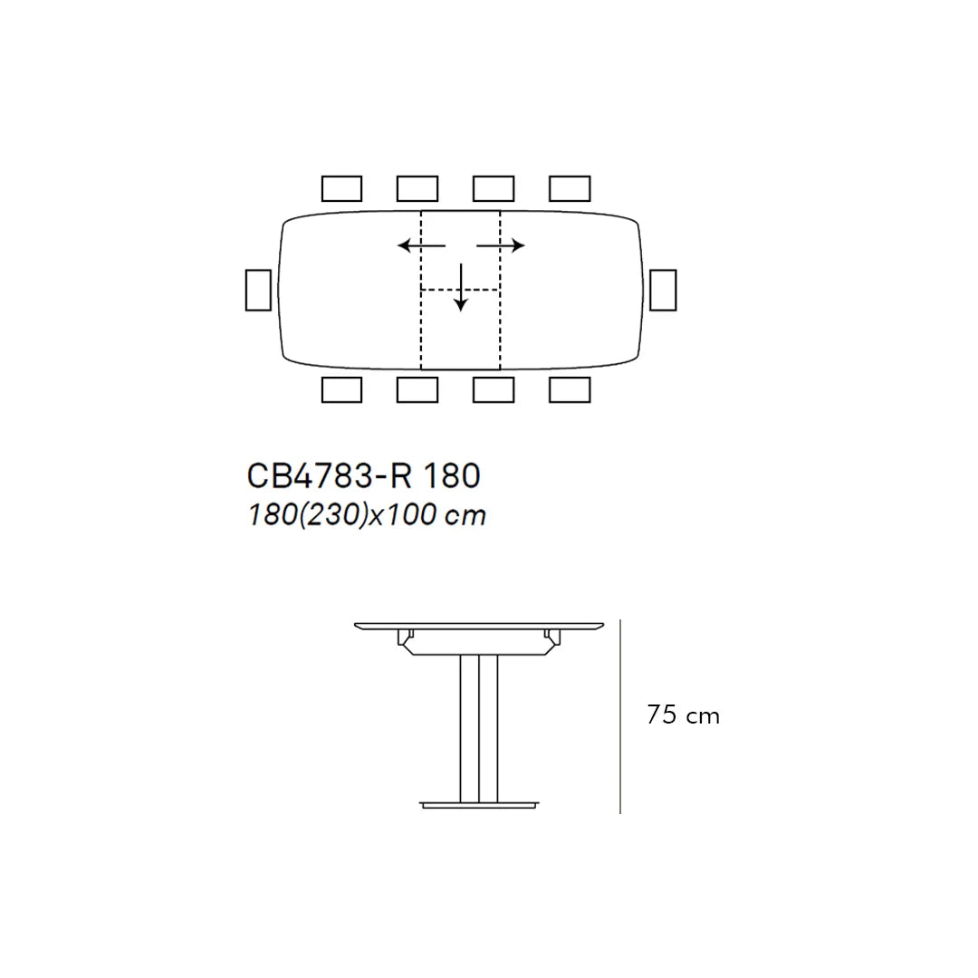 Mesa Extensible Athos Cerámica Gris Cemento 180 cm
