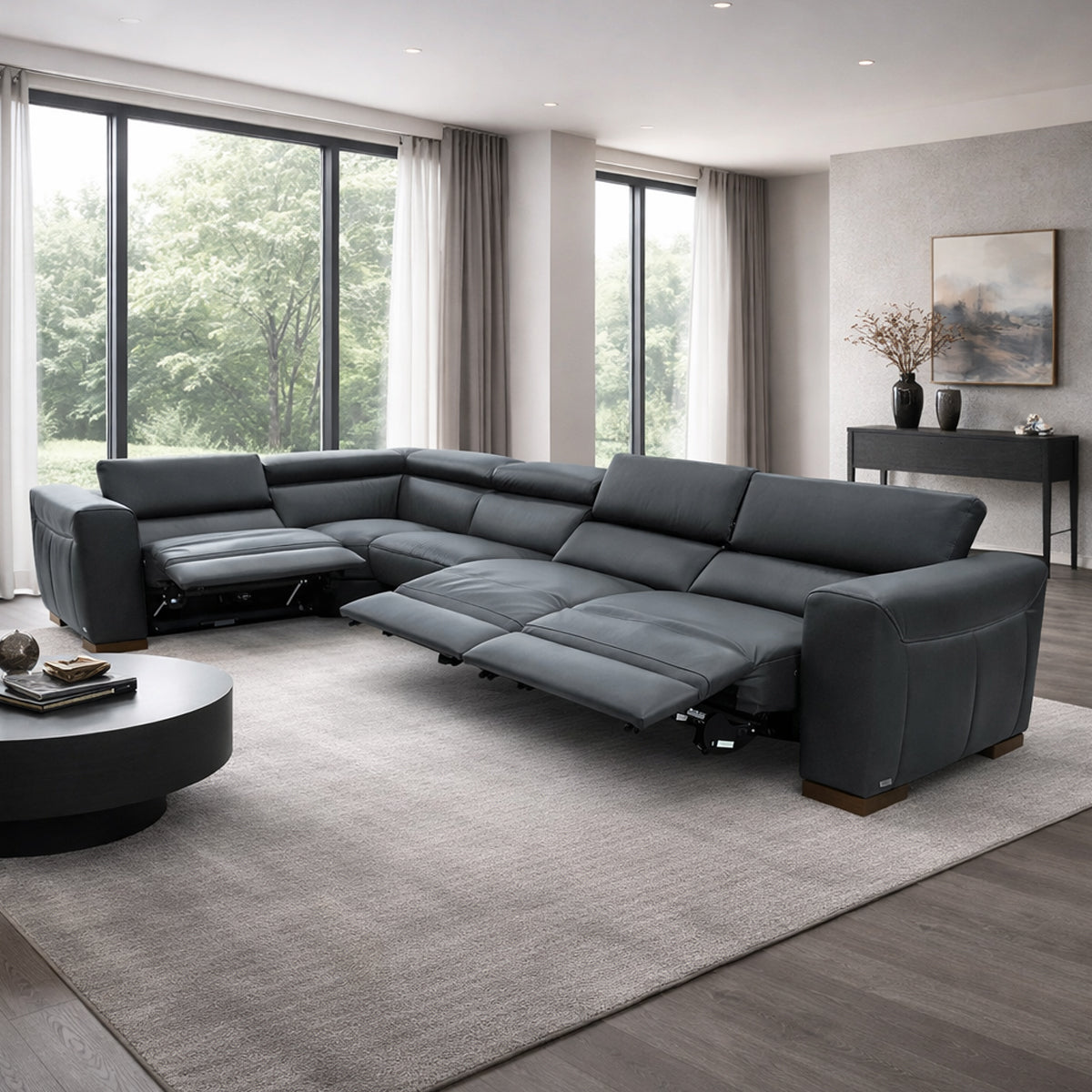 Esquinero Forza Natuzzi color antracita 3 reclinables