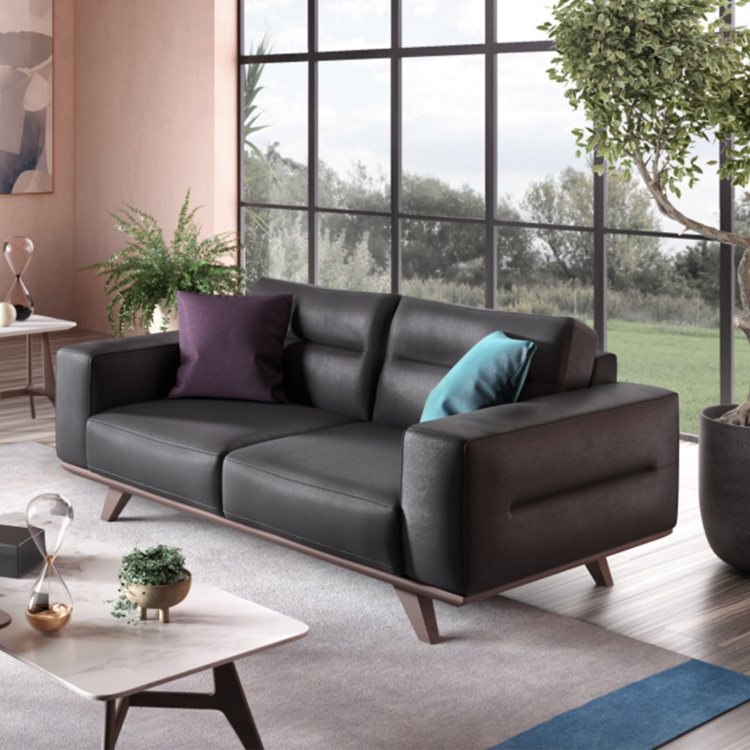 Loveseat Adrenalina en piel antracita. Muebles Italianos