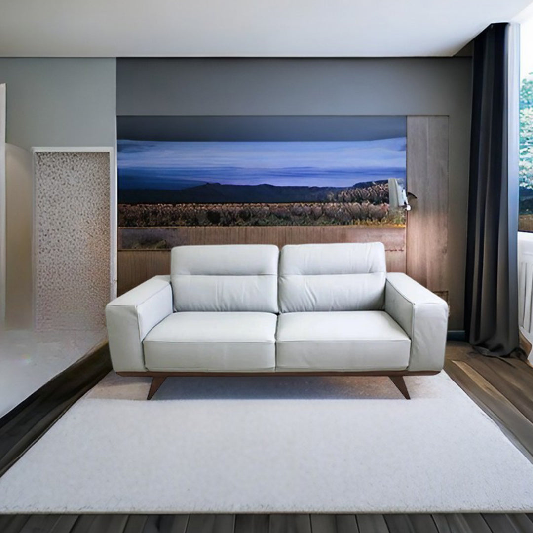 Loveseat Adrenalina en piel gris. Muebles Italianos