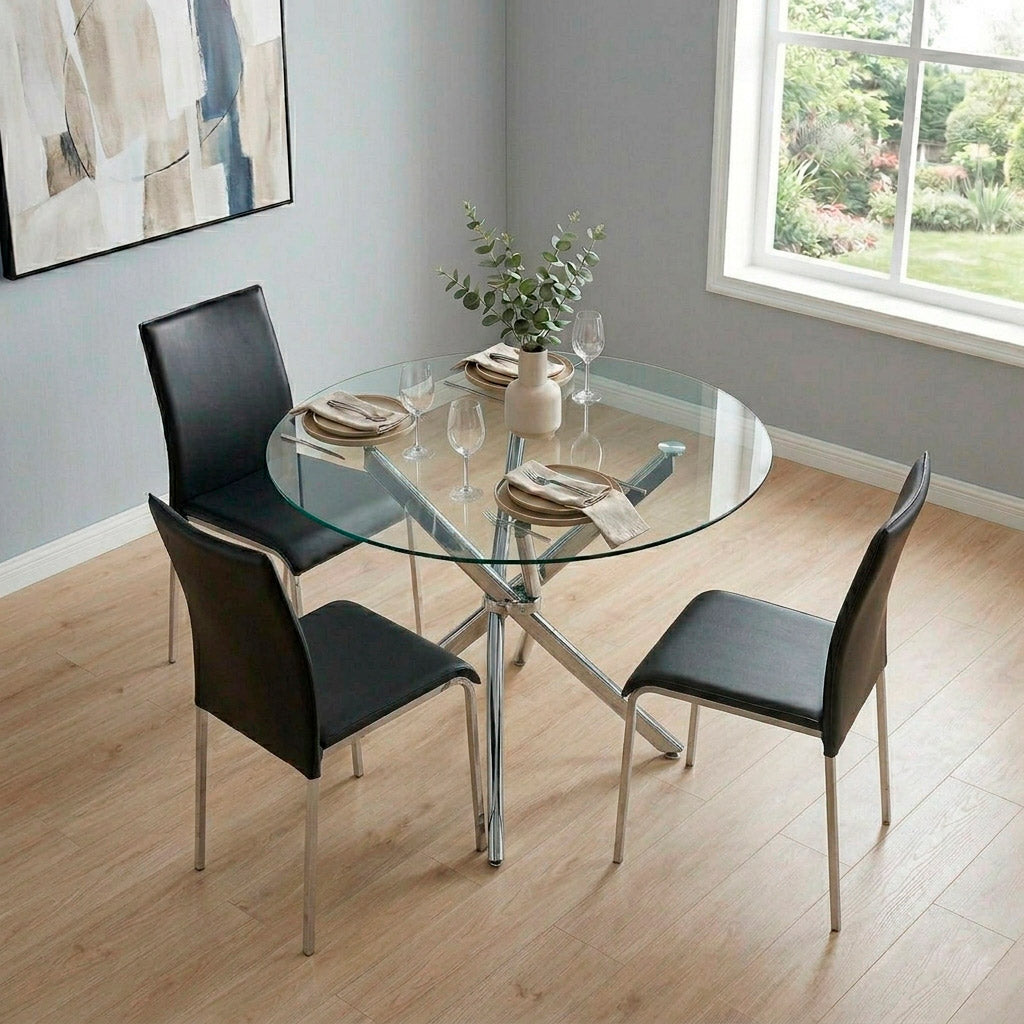 set de 3 sillas easy cuero negro