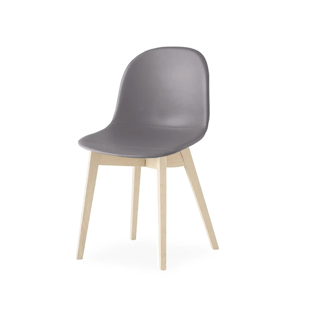 Silla de base de madera Academy tipo piel para Comedor. Muebles Italianos variant