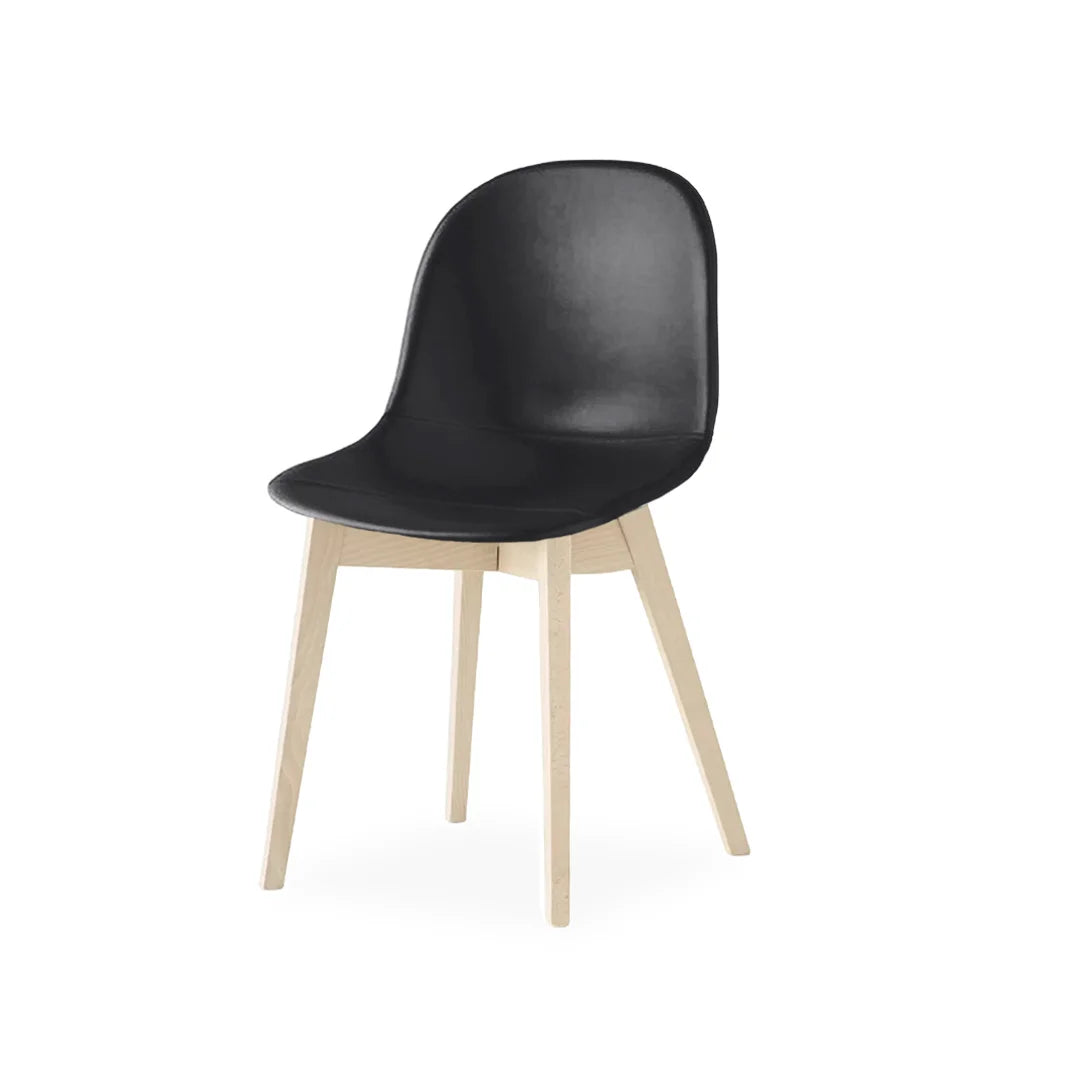 Silla de base de madera Academy tipo piel para Comedor. Muebles Italianos variant