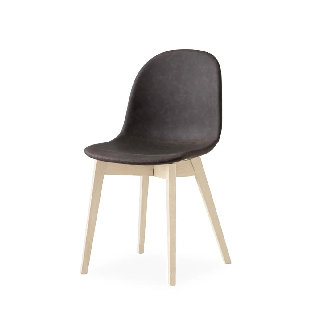 Silla de base de madera Academy tipo piel para Comedor. Muebles Italianos variant