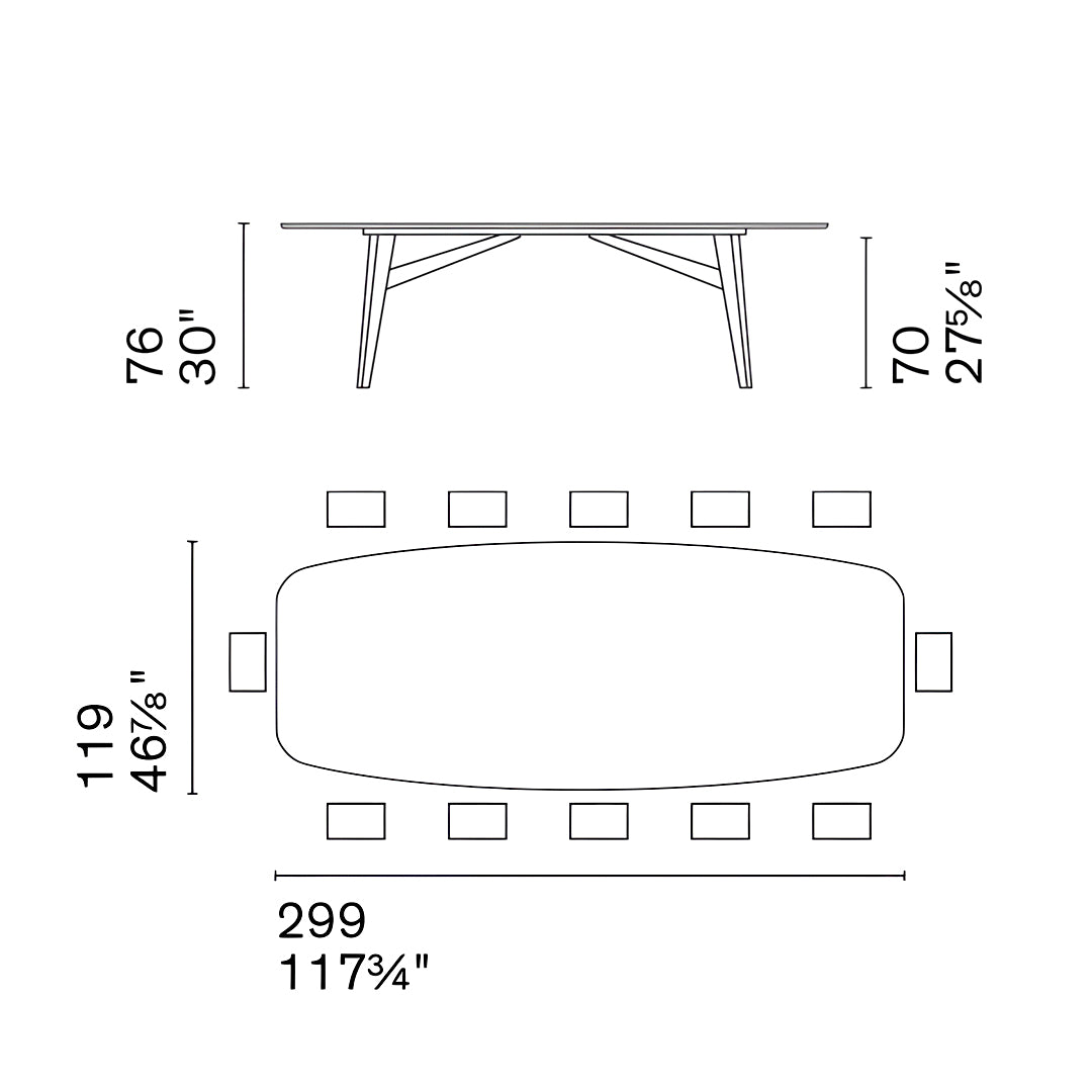 mesa de comedor fija abrey 300 cm MTO