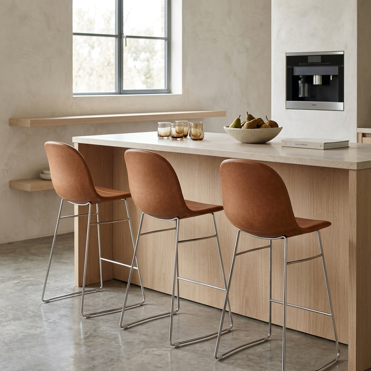 Banco Italiano para cocina Academy de cuero y metal