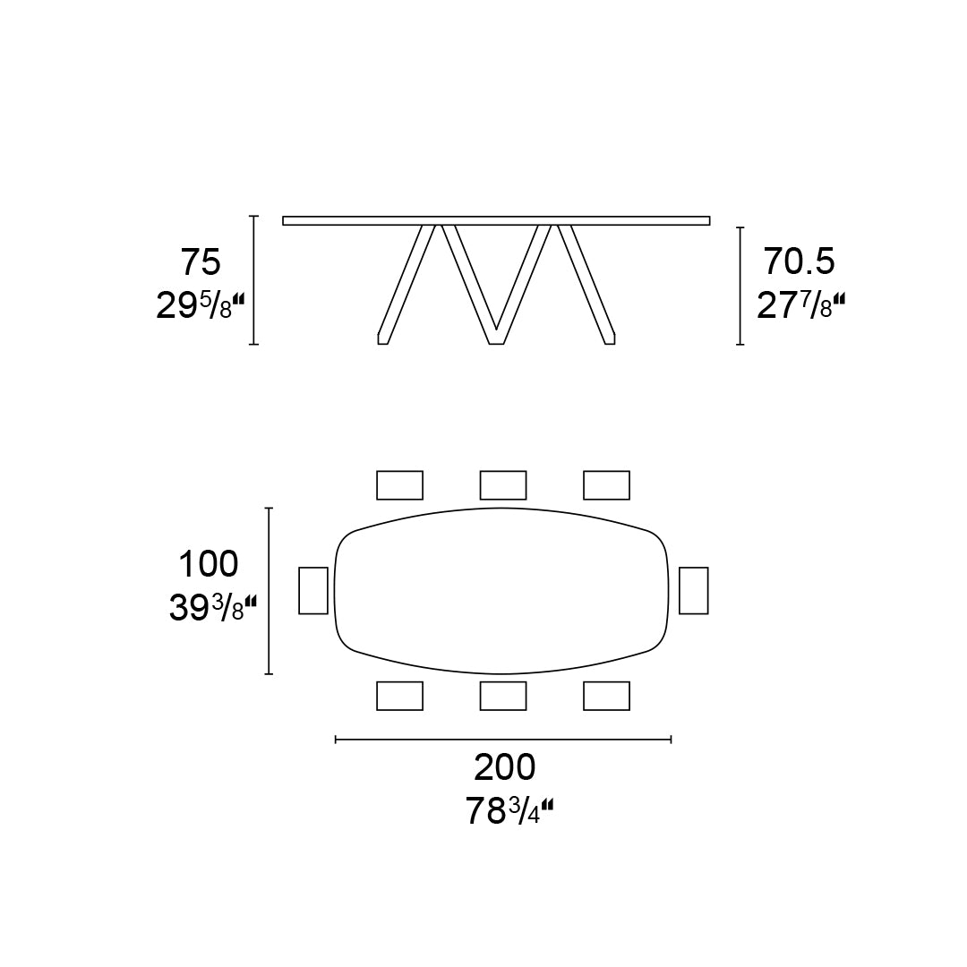 Mesa Cartesio Rounded 200 cm