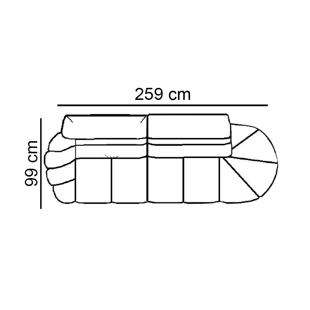Sofá Daisy de 2 módulos brazo izquierdo y brazo bajo