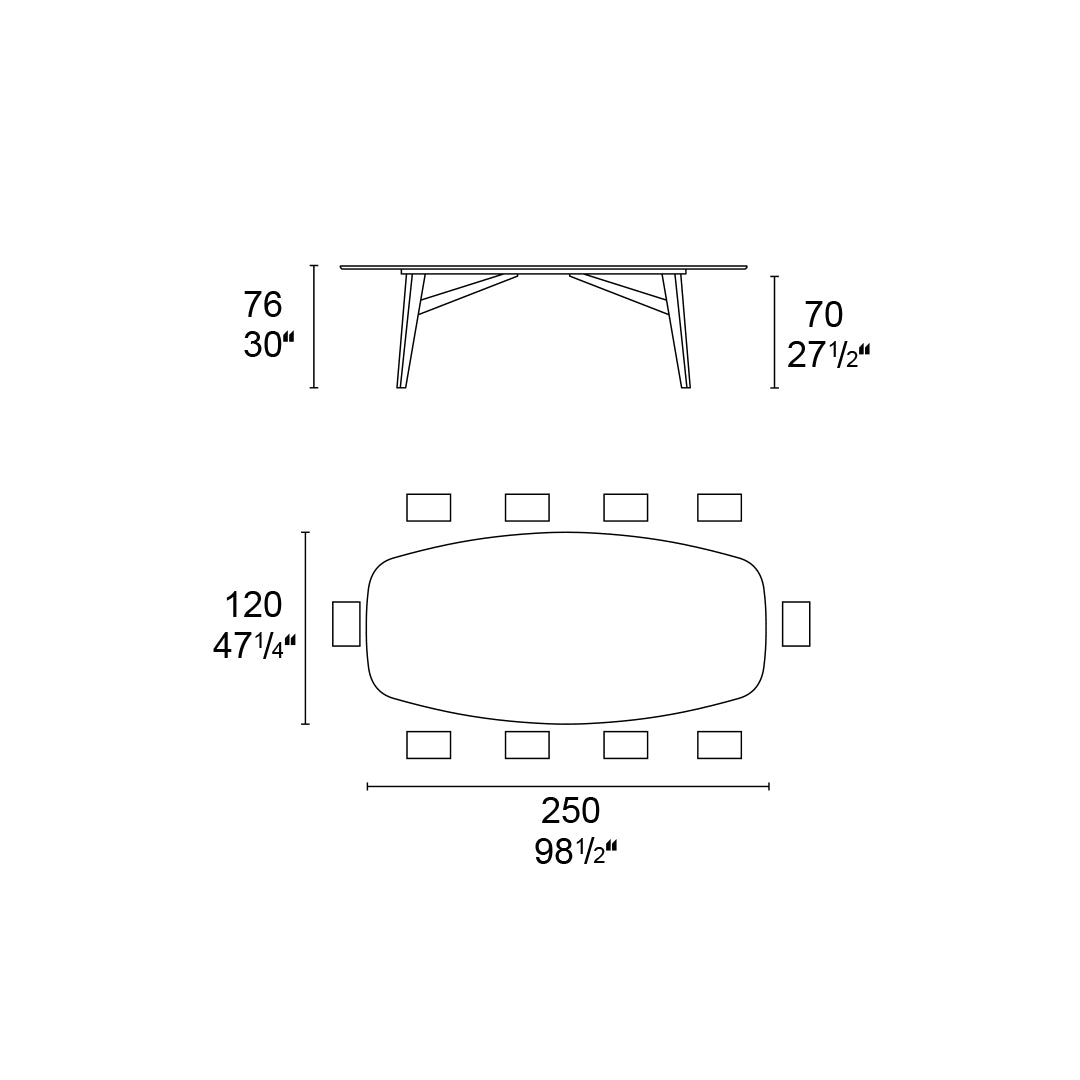 Mesa Abrey de Madera 250 cm para Comedor