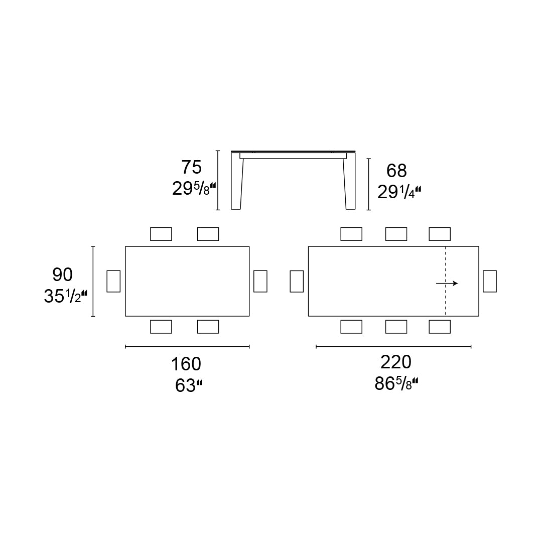 ESQUEMA MESA EXTENSIBLE ALPHA 160