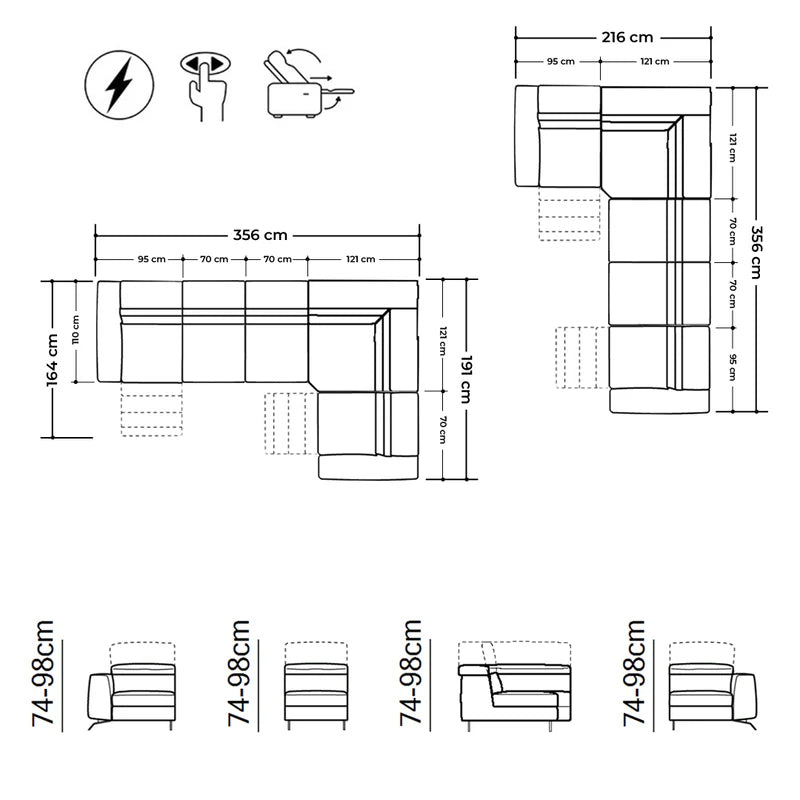 Esquinero Pensiero Natuzzi azul en piel