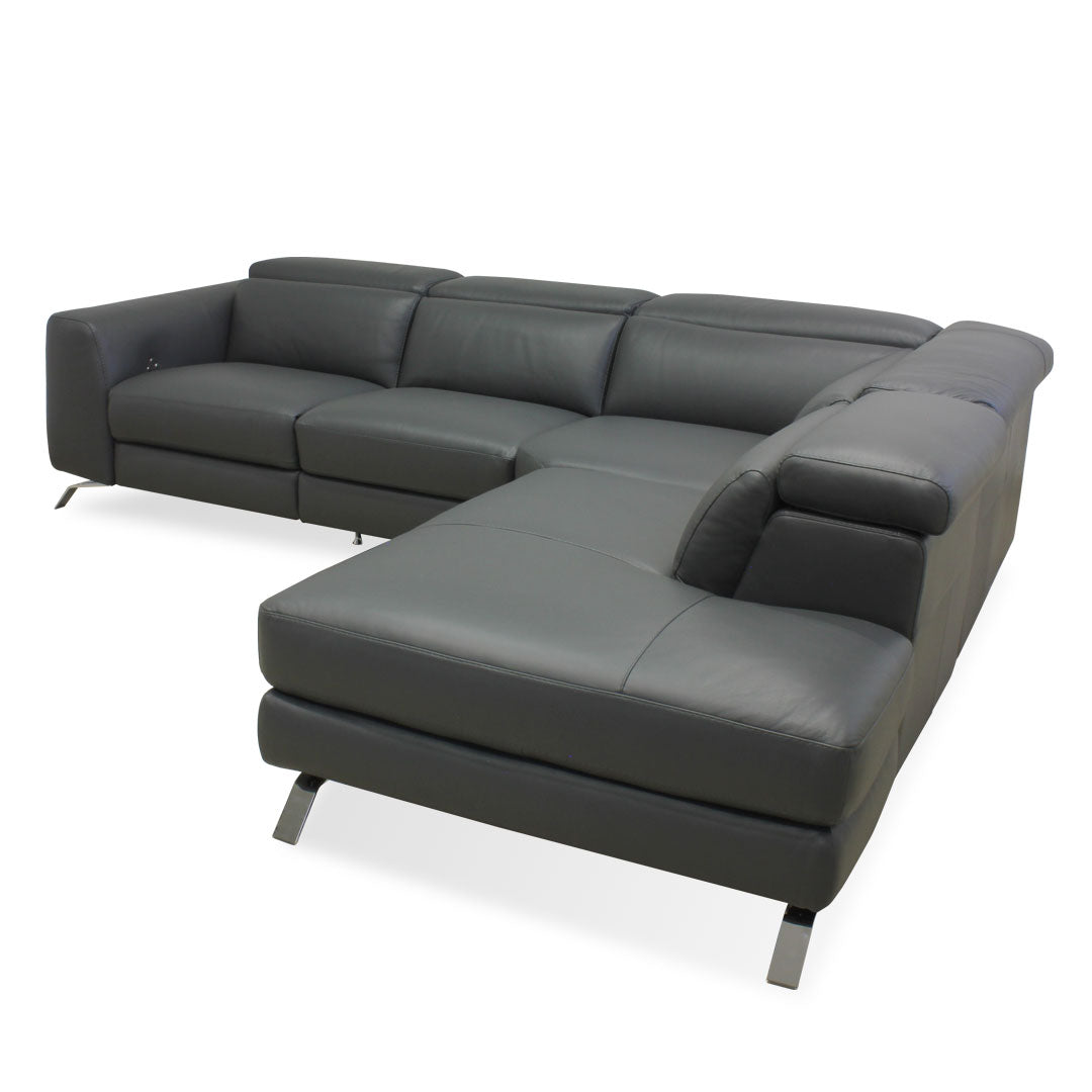 Esquinero Pensiero Natuzzi de piel antracita