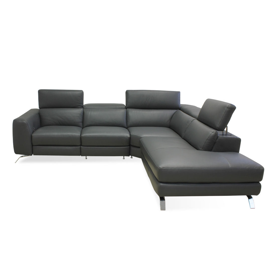 Esquinero Pensiero Natuzzi de piel antracita