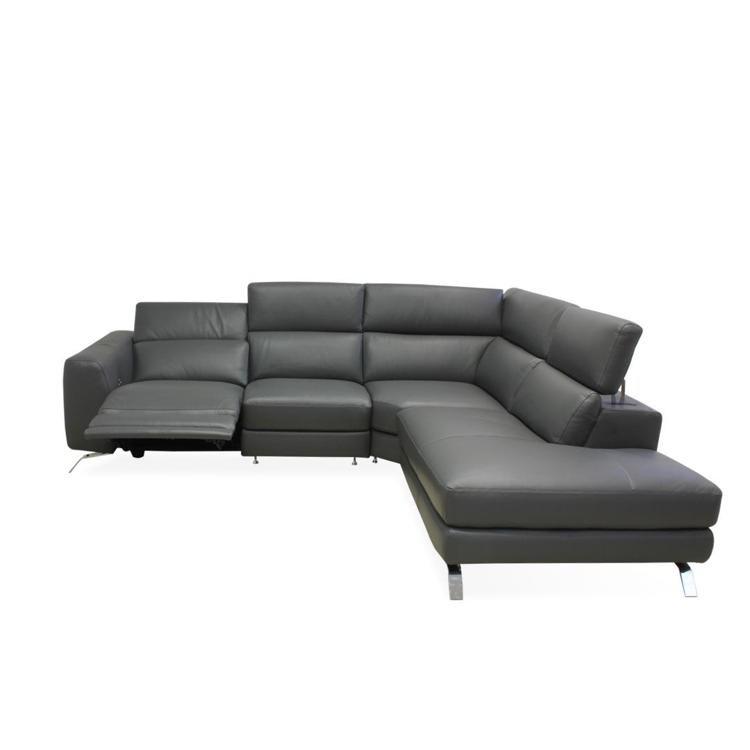 Esquinero Pensiero Natuzzi de piel antracita