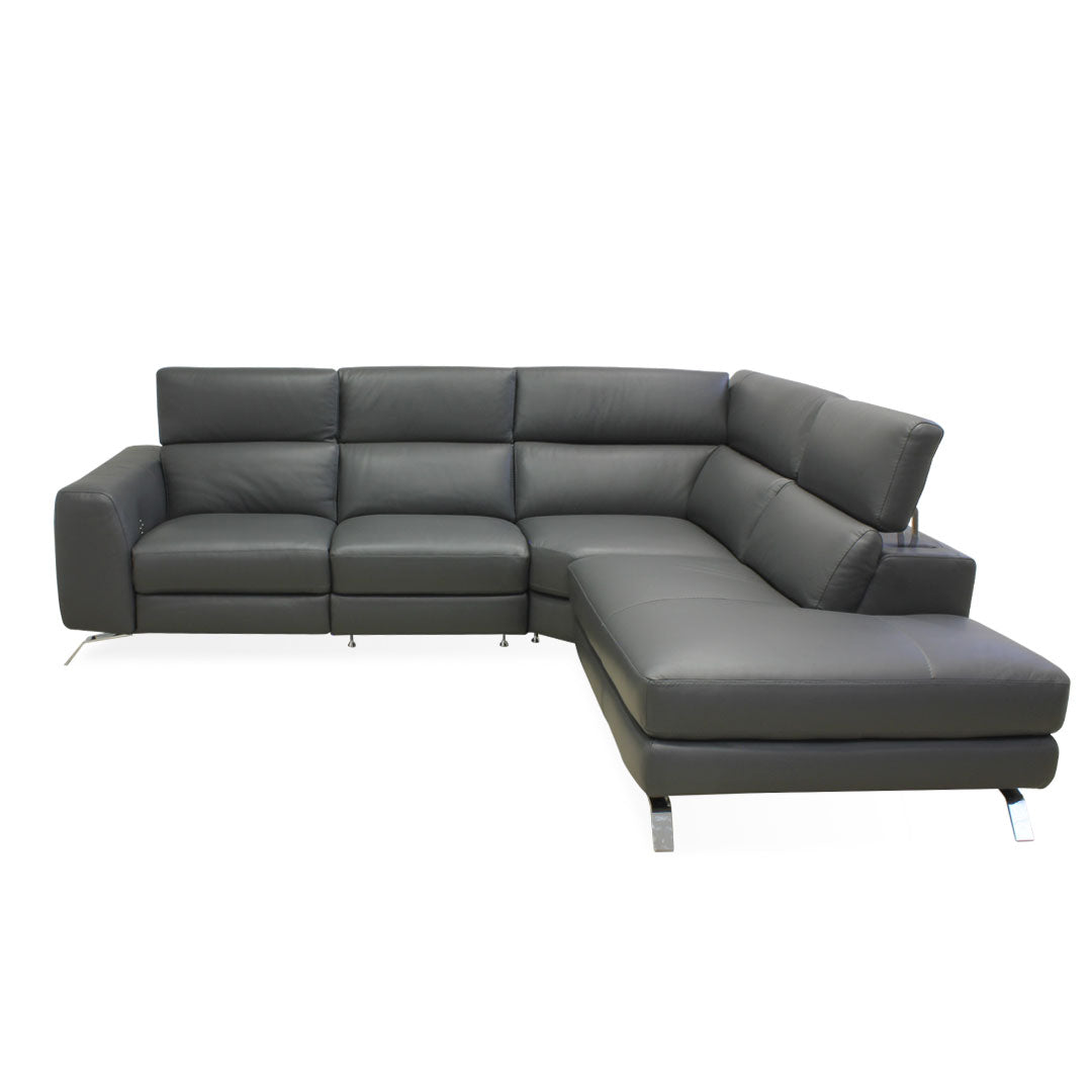 Esquinero Pensiero Natuzzi de piel antracita