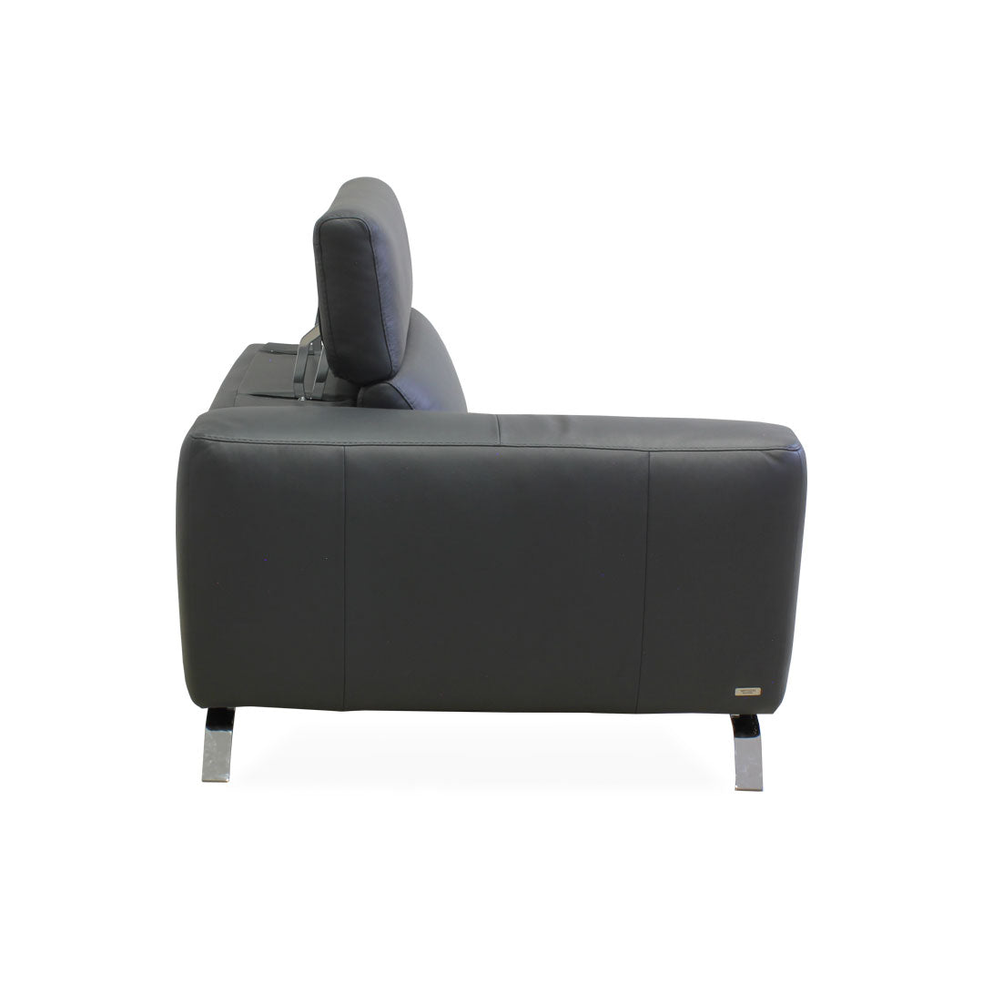 Esquinero Pensiero Natuzzi de piel antracita
