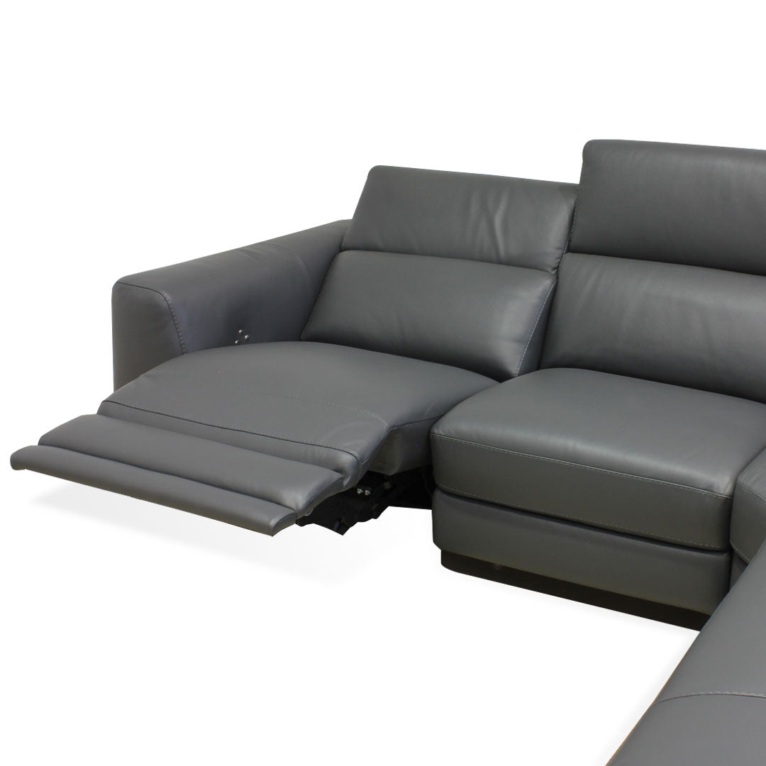 Esquinero Pensiero Natuzzi de piel antracita