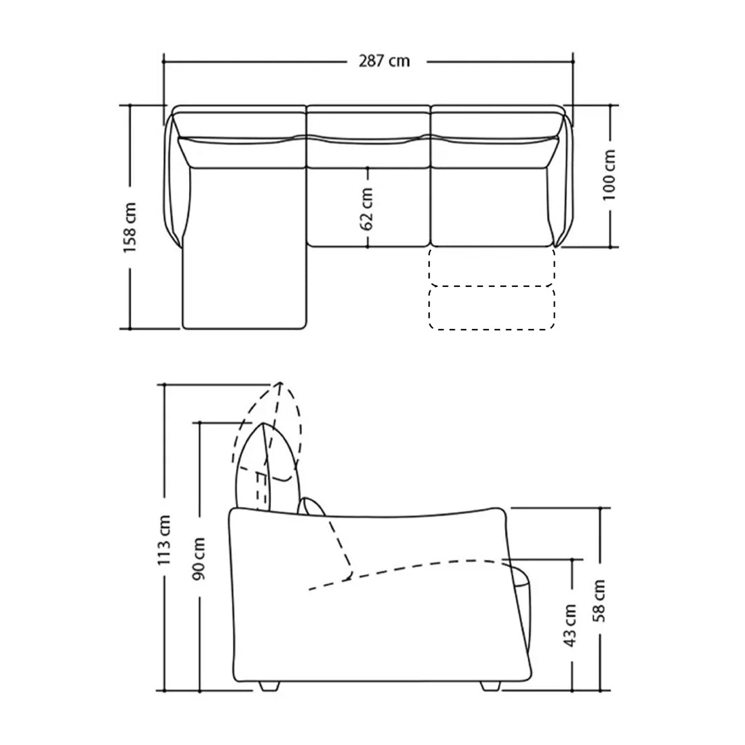 Esquinero Stupore Chaise izq. reclinable eléctrico con sensor