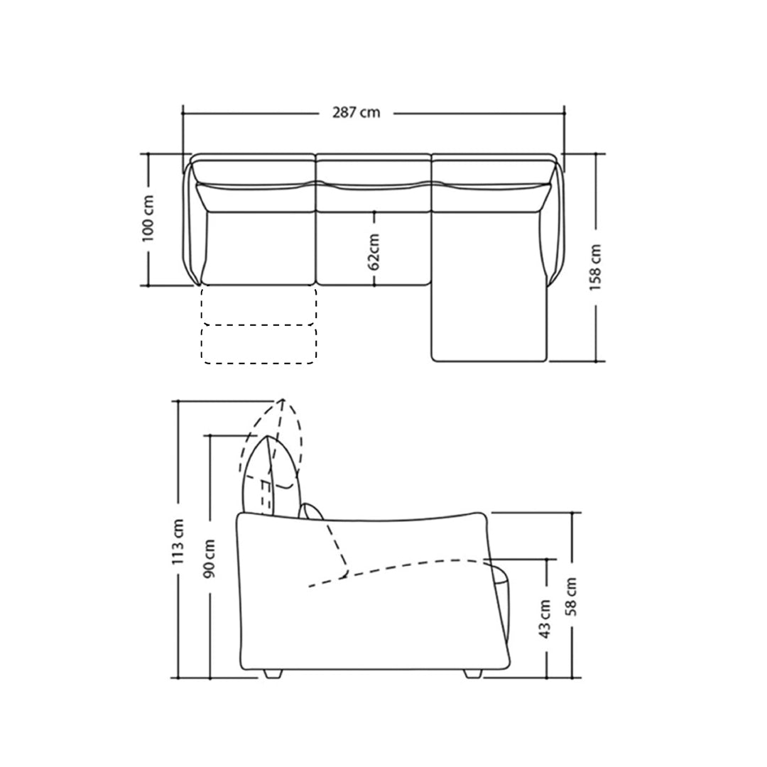 Esquinero Stupore Chaise derecho reclinable eléctrico con sensor