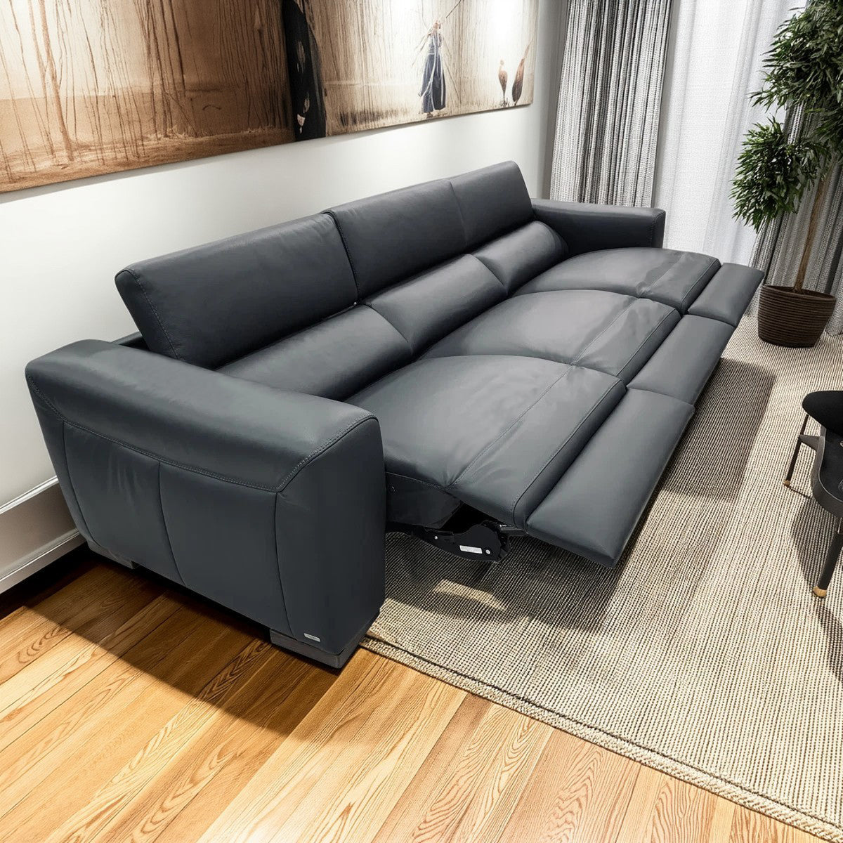 Sofá Reclinable 3 plazas Forza Natuzzi en piel Antracita