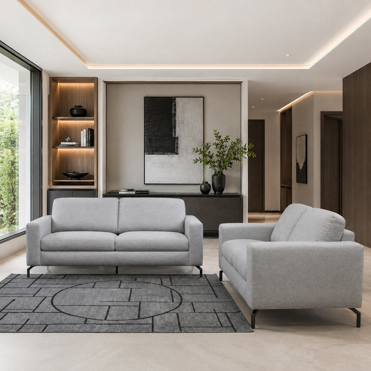 Love seat Sollievo Natuzzi en tela Atena Gris medio