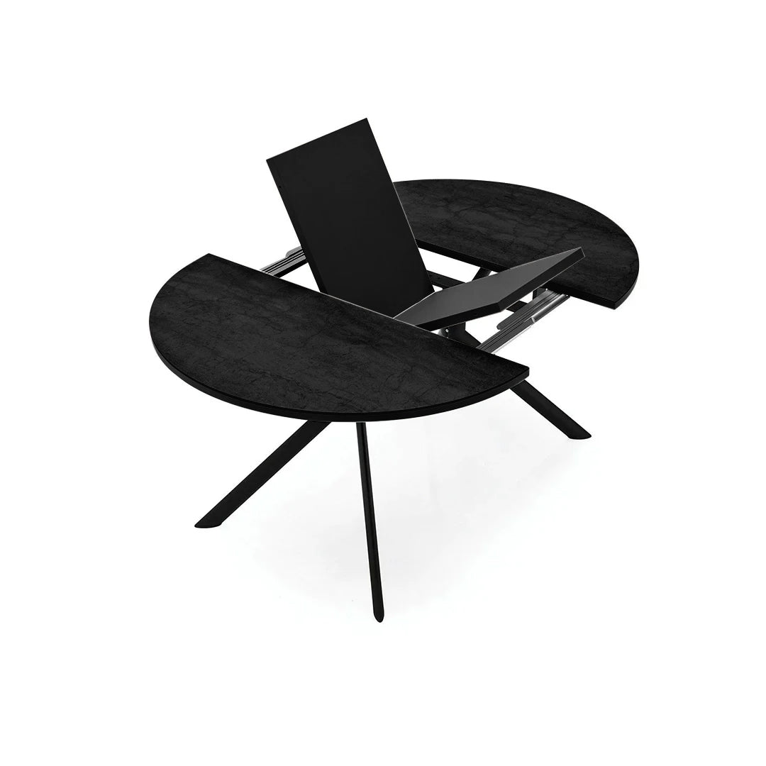 Mesa Redonda Extensible Italiana Giove Cerámica 120 cm negro oxido