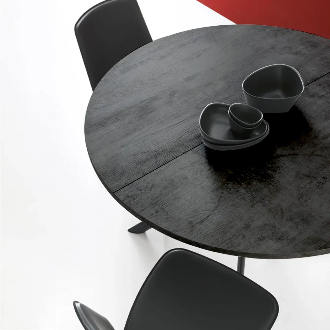 Mesa Redonda Extensible Italiana Giove Cerámica 120 cm negro oxido