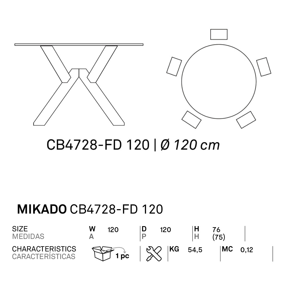 Mesa fija Italiana Mikado de cristal 120cm. Muebles Italianos