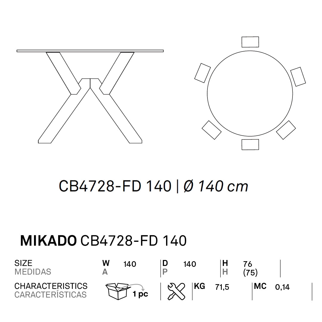 Mesa fija Italiana Mikado de cristal 140cm. Muebles Italianos