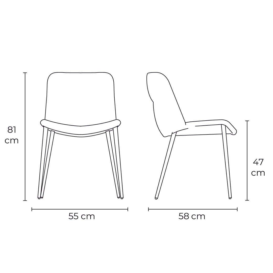 silla onda metal