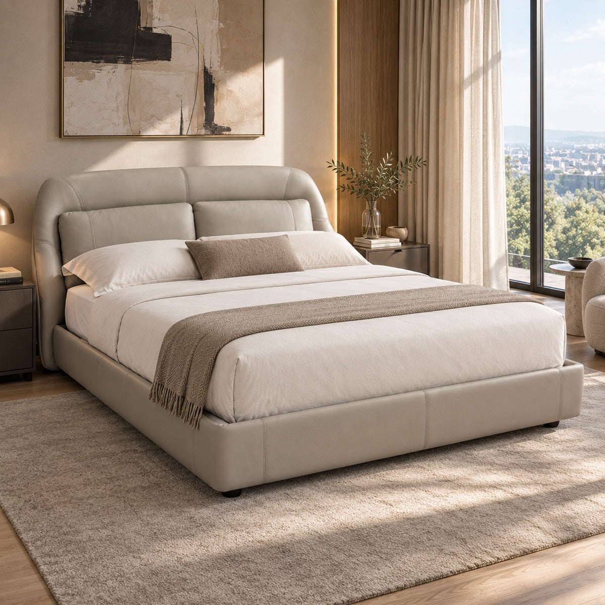 Cama King Size Parigi de piel Natuzzi