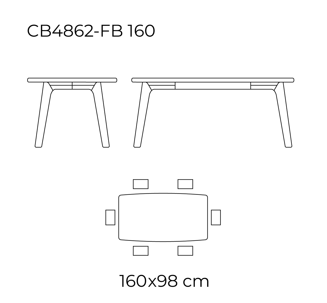 Mesa fija Pod rectangular de cristal 160 cm