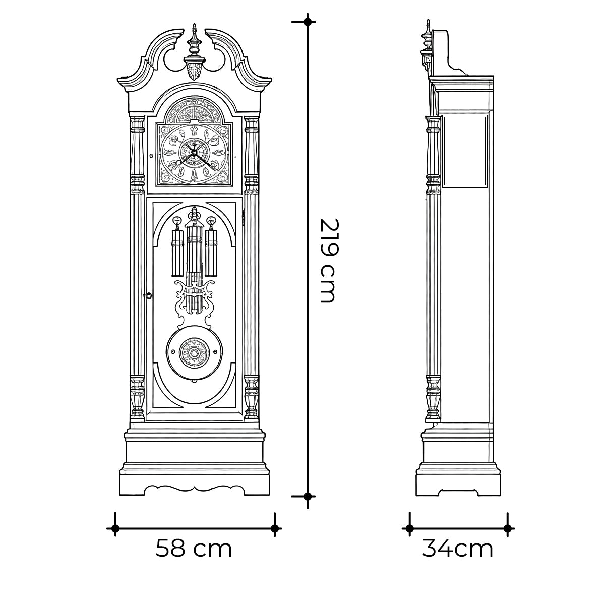 Reloj de piso Grandfather Robinson