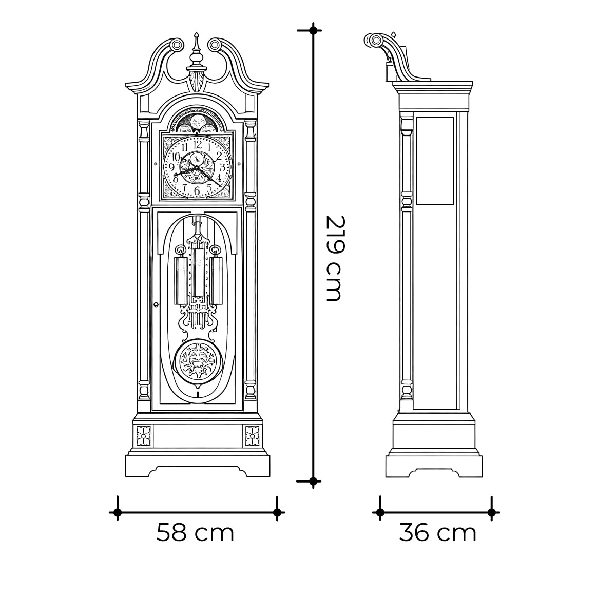 Reloj de piso Grandfather Stewart
