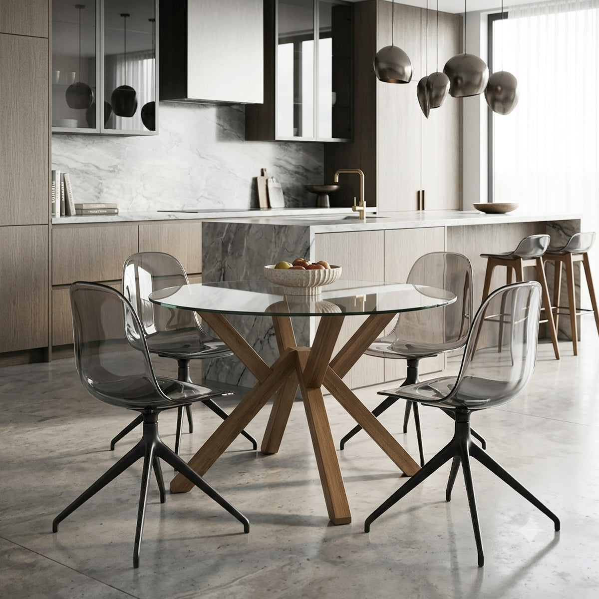 Silla giratoria Academy 180° transparente