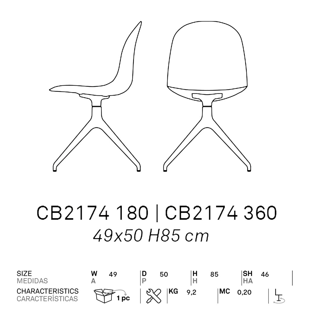 Silla giratoria Academy 180° transparente. Muebles Italianos