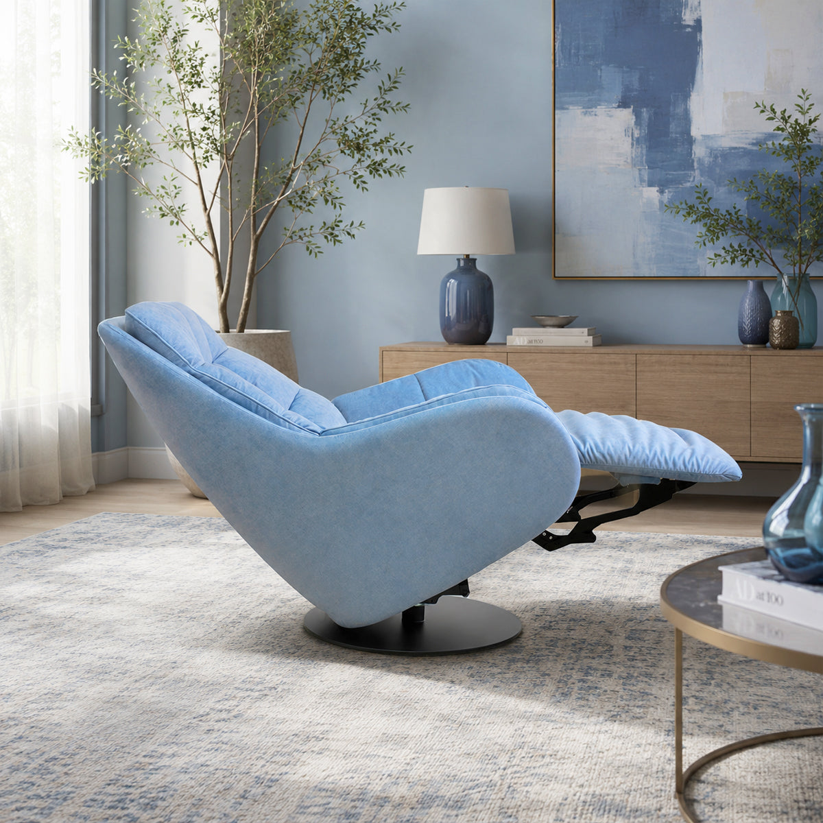 Levante sillón king Natuzzi reclinable en tela afrodita blue