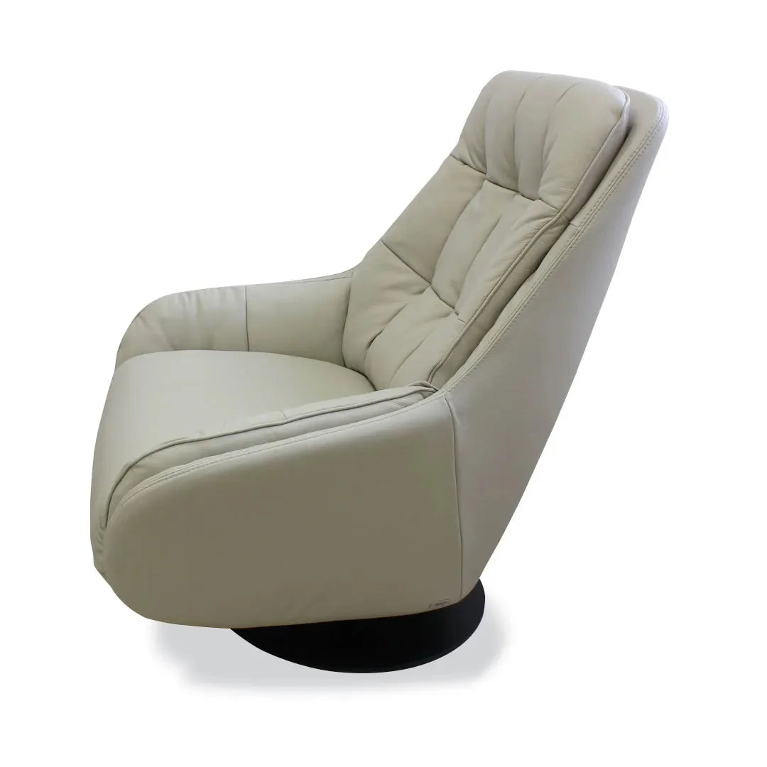 Levante sillón king reclinable en piel beige ahumado. Muebles Italianos