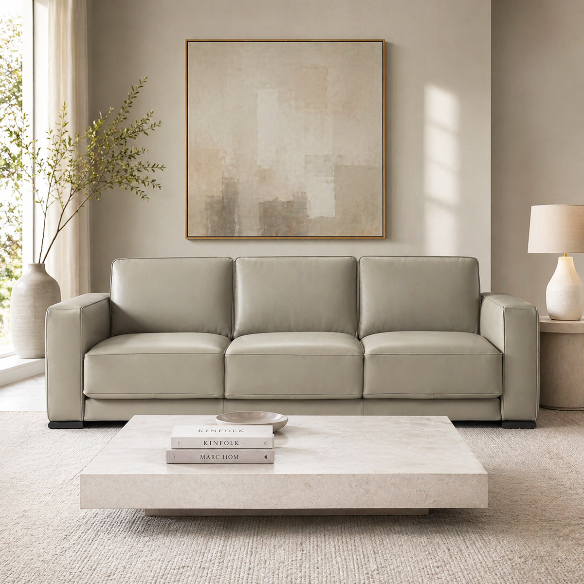 Sofá largo Boston Natuzzi piel