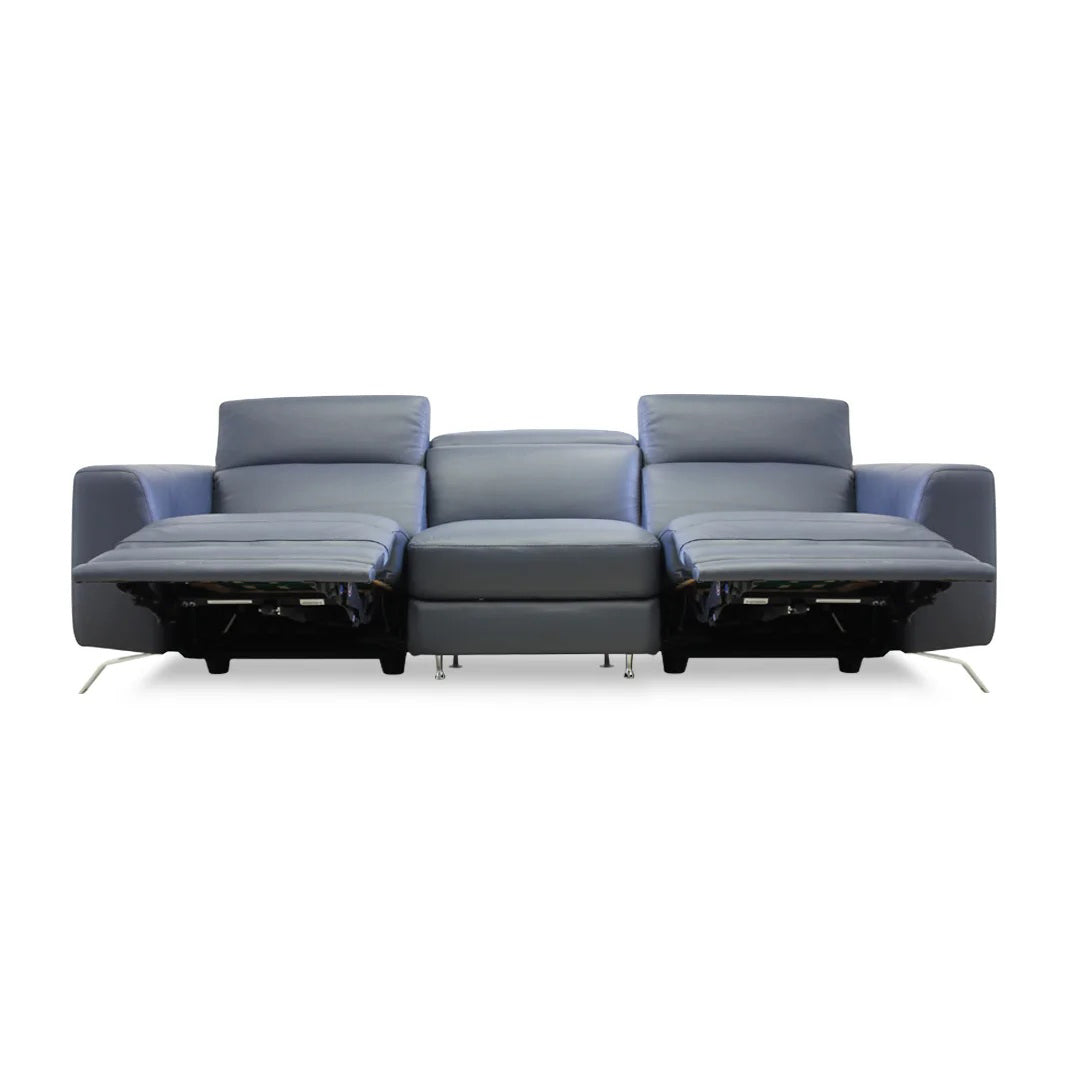 Sofá reclinable Pensiero Natuzzi azul en piel