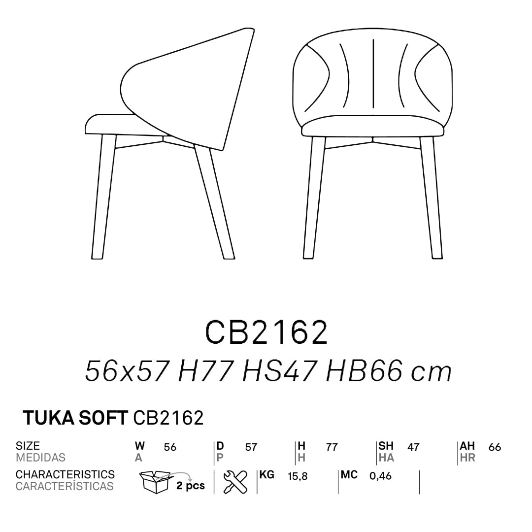 Silla Italiana Tuka Soft en base de madera y tercipelo. Muebles Italianos