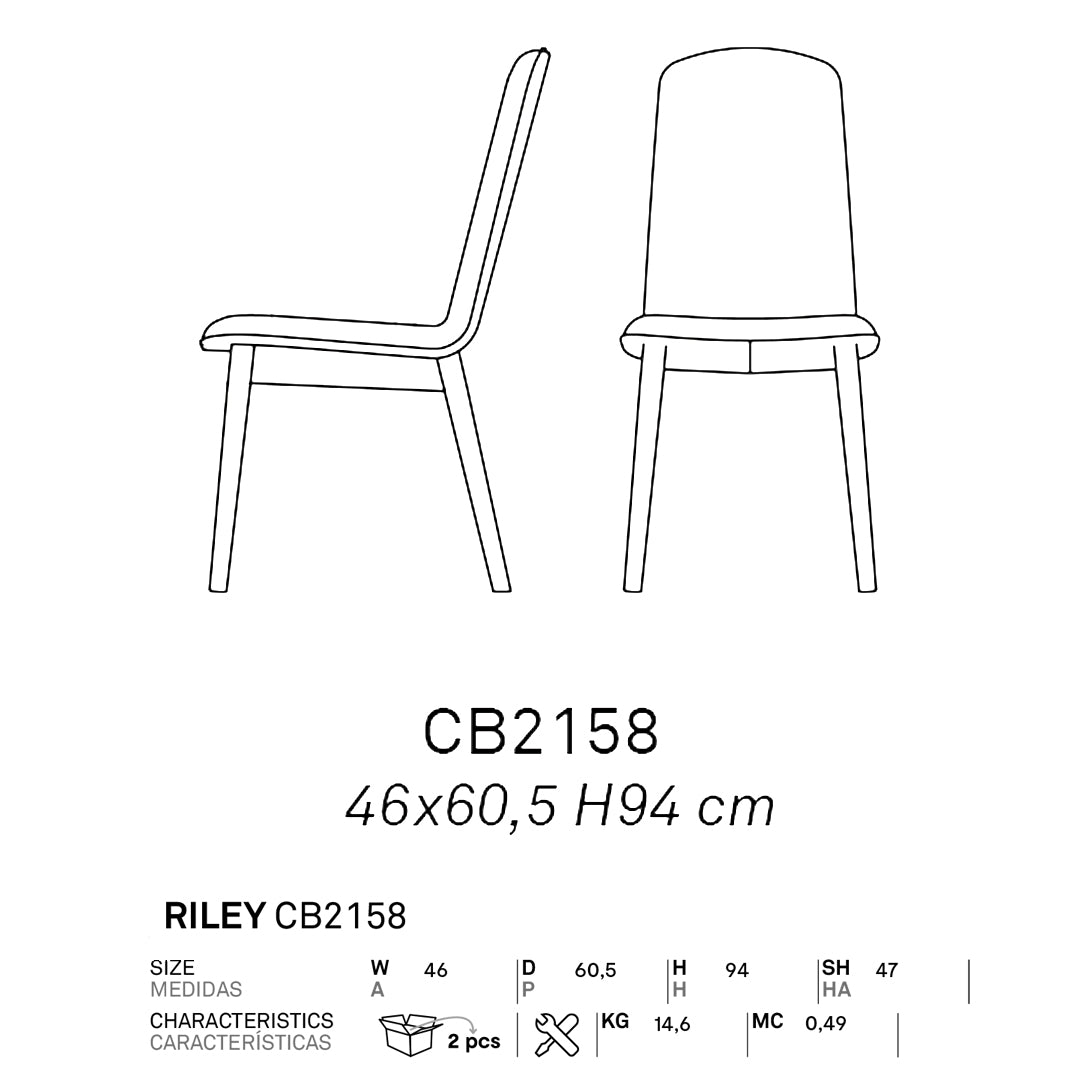 Silla italiana para comedor Riley de madera. Muebles Italianos