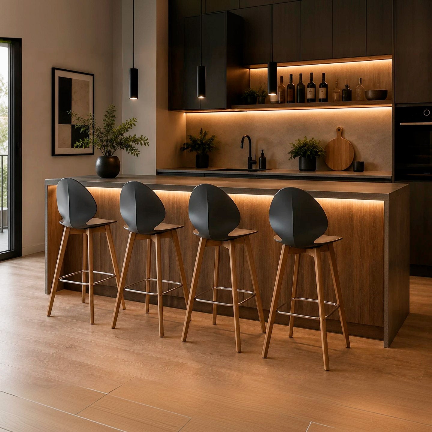banco basil polipropileno y madera