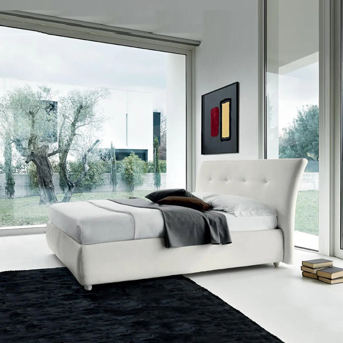 Cama Zico King Size en Piel (sistema fijo). Muebles Italianos